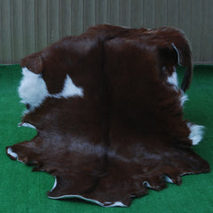 Elegant Dark Brown Goat Skin Rug - Natural Hair-On Accent for Floors or Walls