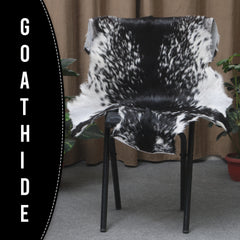 Luxurious Black and White Goat Skin Rug - Natural Hair-On Leather for Home Styling