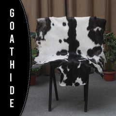Black and White Handmade Goat Skin Rug – Natural Luxury for Your Home