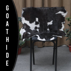 Elegant Black and White Goat Hide Rug - Perfect Accent for Any Room