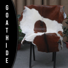 Elegant Dark Brown Goat Skin Rug - Natural Hair-On Accent for Floors or Walls