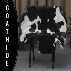 Black and White Handmade Goat Skin Rug – Natural Luxury for Your Home