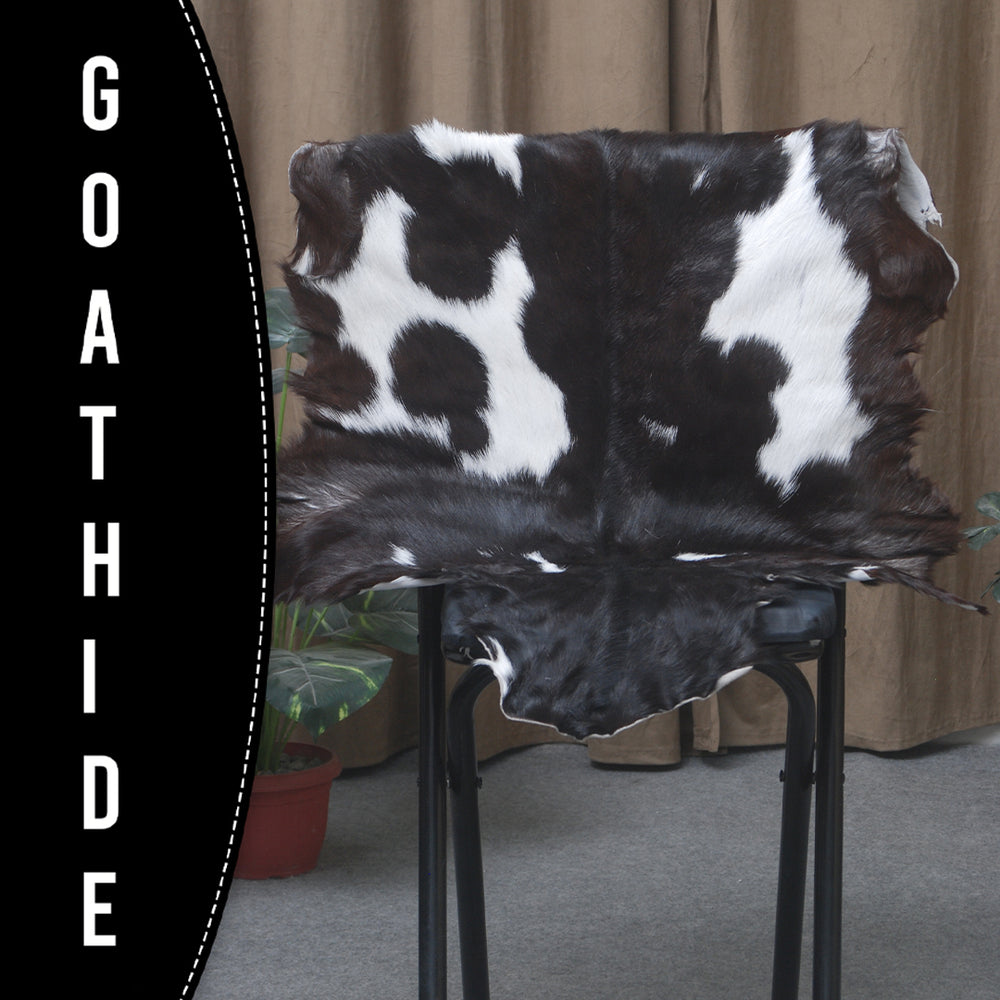 Premium Black and White Goat Skin Rug - Genuine Hair-On Leather for Home Décor - Celestial Leather Limited