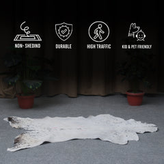 Brown and White Handmade Goat Skin Rug – Classic Elegance for Your Home