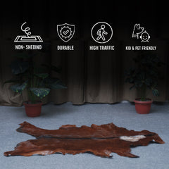 Handcrafted Dark Brown Goat Hide Rug - Soft, Natural Leather for Home Décor