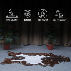 Decorative Brown and White Goat Hide Rug - Perfect for Floor or Wall Accents