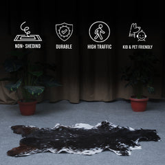 Authentic Hair-On Goat Skin Rug - Black and White Pattern for Luxe Décor