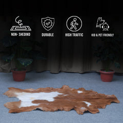 Rustic Dark Brown Goat Hide Rug - Genuine Leather for Timeless Home Styling
