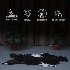 Black and White Handmade Goat Skin Rug – Rustic Charm for Your Home