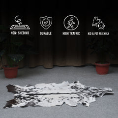 Black and White Handmade Goat Skin Rug – Natural Luxury for Your Home