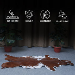 Authentic Dark Brown Goat Hide Rug - Unique Pattern for Modern and Classic Décor