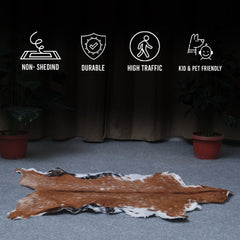 Goat Skin Rug: Tri-Color genuine Goat hide rug