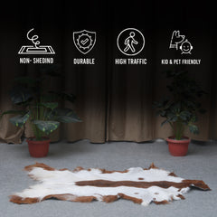 Dark Brown Rug - Soft, Durable, and Eco-Friendly - Handmade Pure Goat Skin Floor Rug - Non-Slip Suede Back