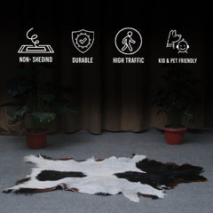 Handcrafted Black and White Goat Skin Rug - Soft and Durable Hair-On Leather - Celestial Leather Limited