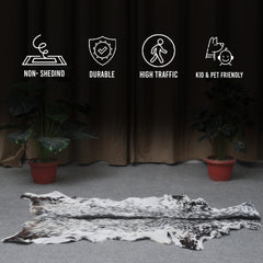 Genuine Goat Skin Rug - Black and White Pattern for Rustic Home Style