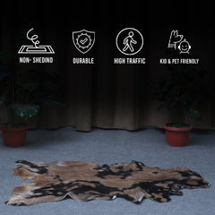 Black and Brown Handmade Goat Skin Rug – Rustic Charm for Your Home