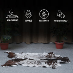 Elegant Black and White Goat Hide Rug - Perfect Accent for Any Room