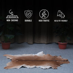 Dark Brown Rug - Soft, Durable, and Eco-Friendly - Handmade Pure Goat Skin Floor Rug - Non-Slip Suede Back