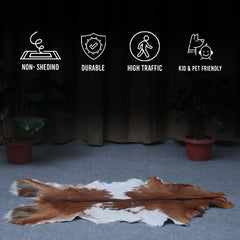 Handcrafted Dark Brown Goat Skin Rug – Authentic Elegance for Your Home - Celestial Leather Limited