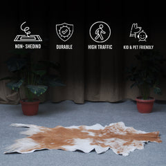 Brown and White Handmade Goat Skin Rug – Classic Elegance for Your Home