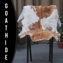 Luxury Brown & White Goat Hide Rug - Premium Hair-On Goat Skin Rug for Home Decor - Accent Pieces - Eco-Friendly and Hypoallergenic Rug - Celestial Leather Limited