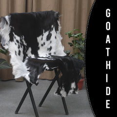 Genuine Goat Skin Rug - Black and White Pattern for Rustic Home Style
