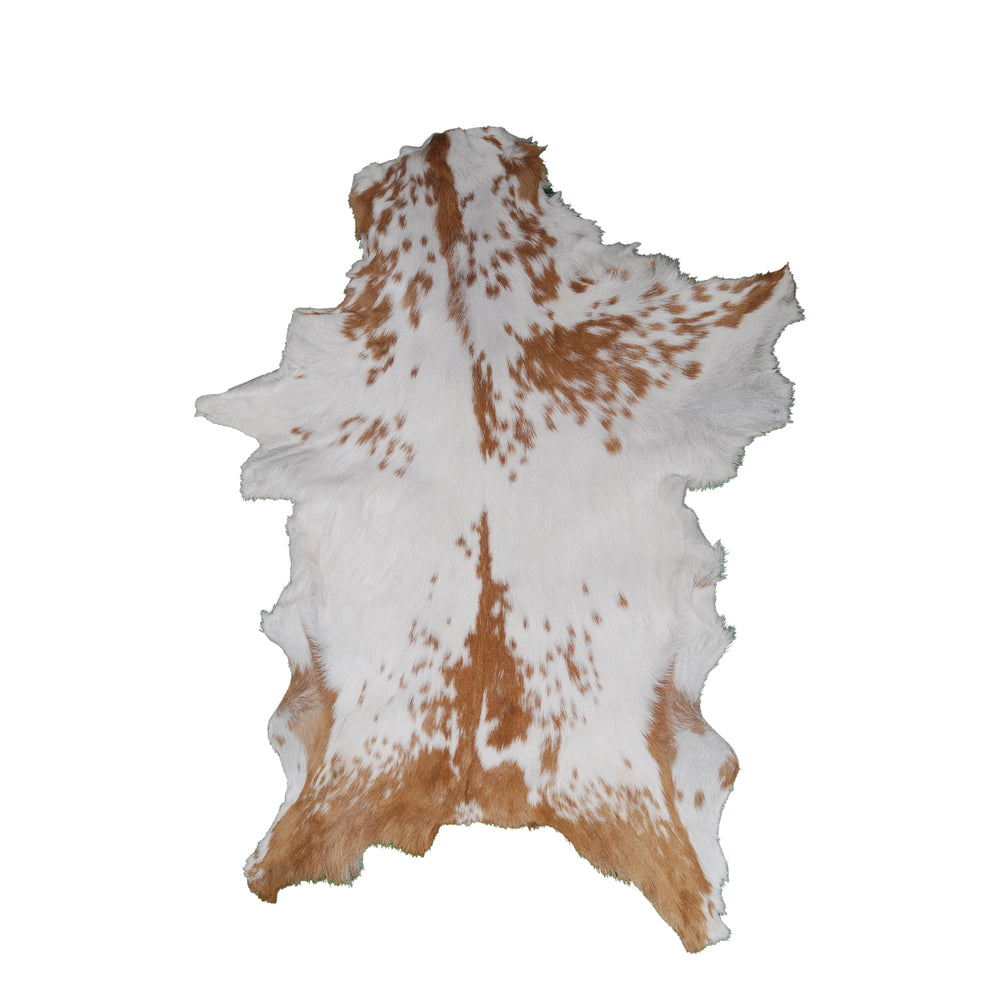 Luxurious Brown & White Genuine Goat Skin Rug for Home Décor - Celestial Leather Limited