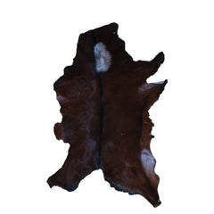 Handcrafted Dark Brown Goat Hide Rug - Soft, Natural Leather for Home Décor