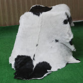 Hair-On Goat Skin Rug - Black and White Design for Unique Living Spaces - Celestial Leather Limited