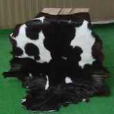 Premium Black and White Goat Skin Rug - Genuine Hair-On Leather for Home Décor - Celestial Leather Limited