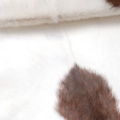 Luxurious Brown and White Goatskin Rug for Modern Home Décor - Hypoallergenic, Non-Shedding, Sustainable, Unique Hair-on Leather Rug - Celestial Leather Limited