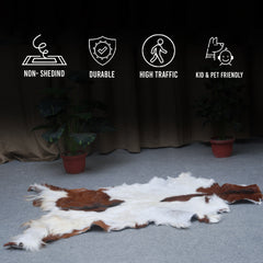 Natural Hair-On Dark Brown Goat Skin Rug - Elegant and Durable for Any Room