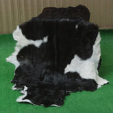 Luxurious Black and White Genuine Goat Skin Rug - Premium Hair-On Skin - Celestial Leather Limited