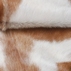 Luxury Brown and White Natural Goat Skin Rug with Modern Graphic Pattern for Stylish Wall Décor - Hypoallergenic and Non-Shedding, - Celestial Leather Limited