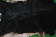 Black and Brown Handmade Goat Skin Rug – Rustic Charm for Your Home