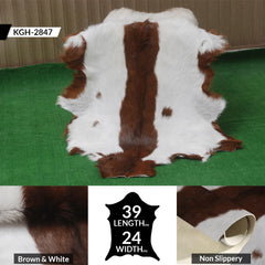 Dark Brown Rug - Soft, Durable, and Eco-Friendly - Handmade Pure Goat Skin Floor Rug - Non-Slip Suede Back