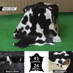 Black and White Handmade Goat Skin Rug – Natural Luxury for Your Home