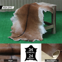 Dark Brown Rug - Soft, Durable, and Eco-Friendly - Handmade Pure Goat Skin Floor Rug - Non-Slip Suede Back
