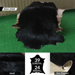 Black and Brown Handmade Goat Skin Rug – Rustic Charm for Your Home