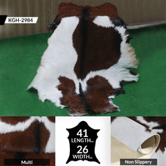 Handcrafted Dark Brown Goat Hide Rug - Soft, Natural Leather for Home Décor