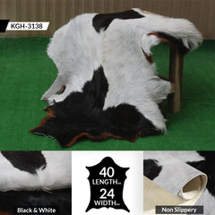 Handcrafted Black and White Goat Skin Rug - Soft and Durable Hair-On Leather - Celestial Leather Limited