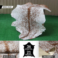 Authentic Hair-On Goat Skin Rug - Brown and White Pattern for Stylish Interiors - Celestial Leather Limited