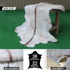 Handcrafted Brown and White Goat Skin Rug - Soft, Durable, and Elegant Décor - Celestial Leather Limited