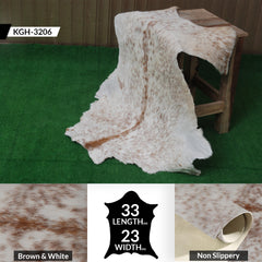 Rustic Brown and White Goat Skin Rug - Unique Pattern for Modern and Classic Décor
