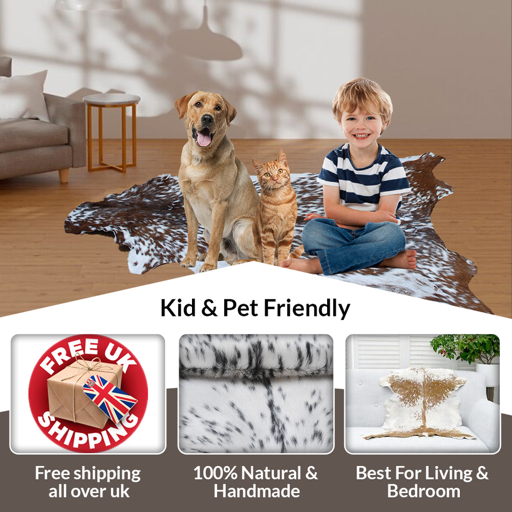 Luxurious Black & White Goat Skin Rug Décor Animal Skin Rug - Celestial Leather Limited