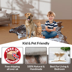 Handcrafted Dark Brown Goat Skin Rug - Genuine Leather for Luxurious Décor