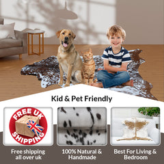 Handcrafted Dark Brown Goat Hide Rug - Soft, Natural Leather for Home Décor