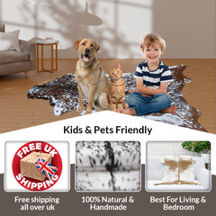 Luxurious Black & White Goat Skin Rug -Modern Home Décor - Celestial Leather Limited