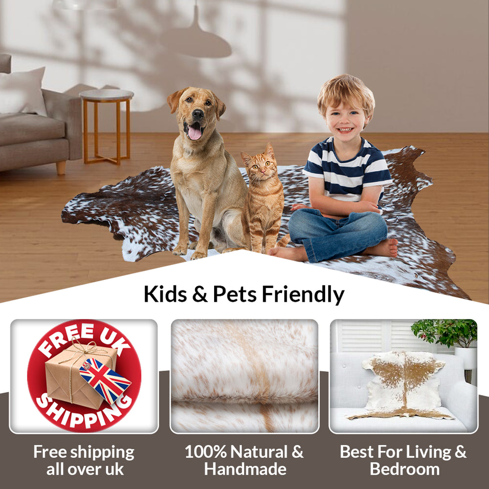 Luxurious Dark Brown & White Goat Skin Rug - Handmade from 100% Pure Goat Skin, Non-Shedding, Hypoallergenic, Eco-Friendly & Kid-Friendly - Celestial Leather Limited