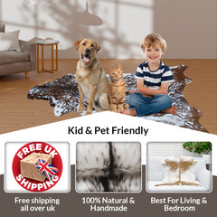 Luxurious Black & White Goat Skin Rug For Wall Décor - Celestial Leather Limited